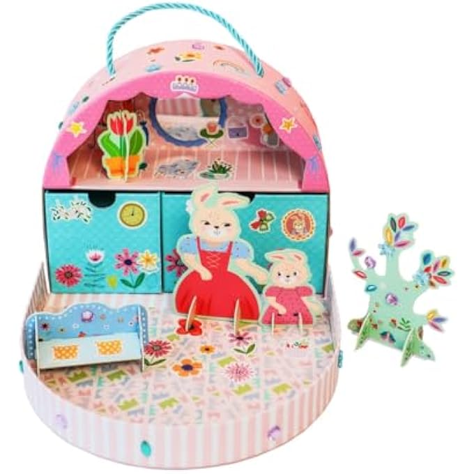 LITTLE HANDS' PLAY BOX - MISS BUNNY'S HOME MULTICOLOUR | 3D PUZZLE AND LACES TO CREATE AN AWESOME BUNNY TOWN | IDEAL AGES 3+ - Image 1